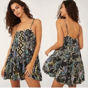 Free People Get a Clue Mini Dress in Black Combo